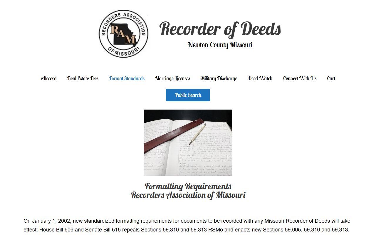 Newton County Circuit Clerk records compared with Recorder format requirements