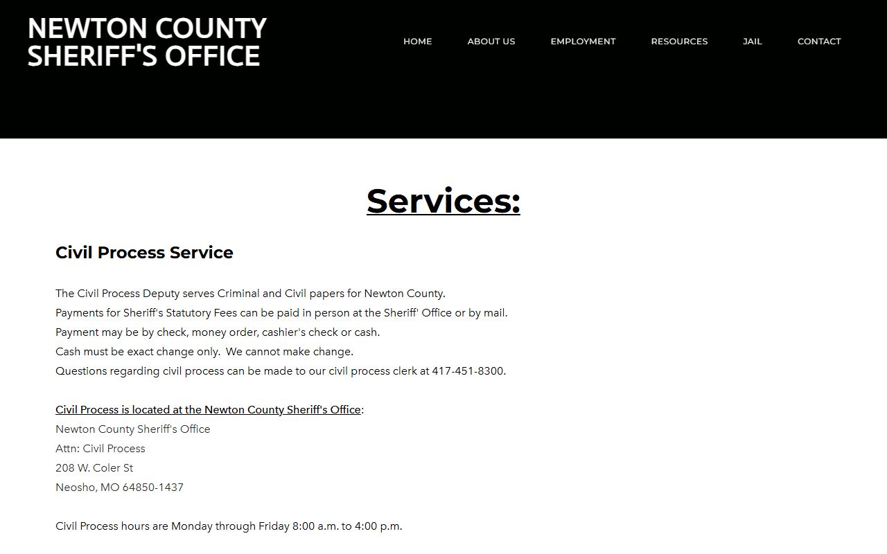 Newton County arrest records sheriff services and court process