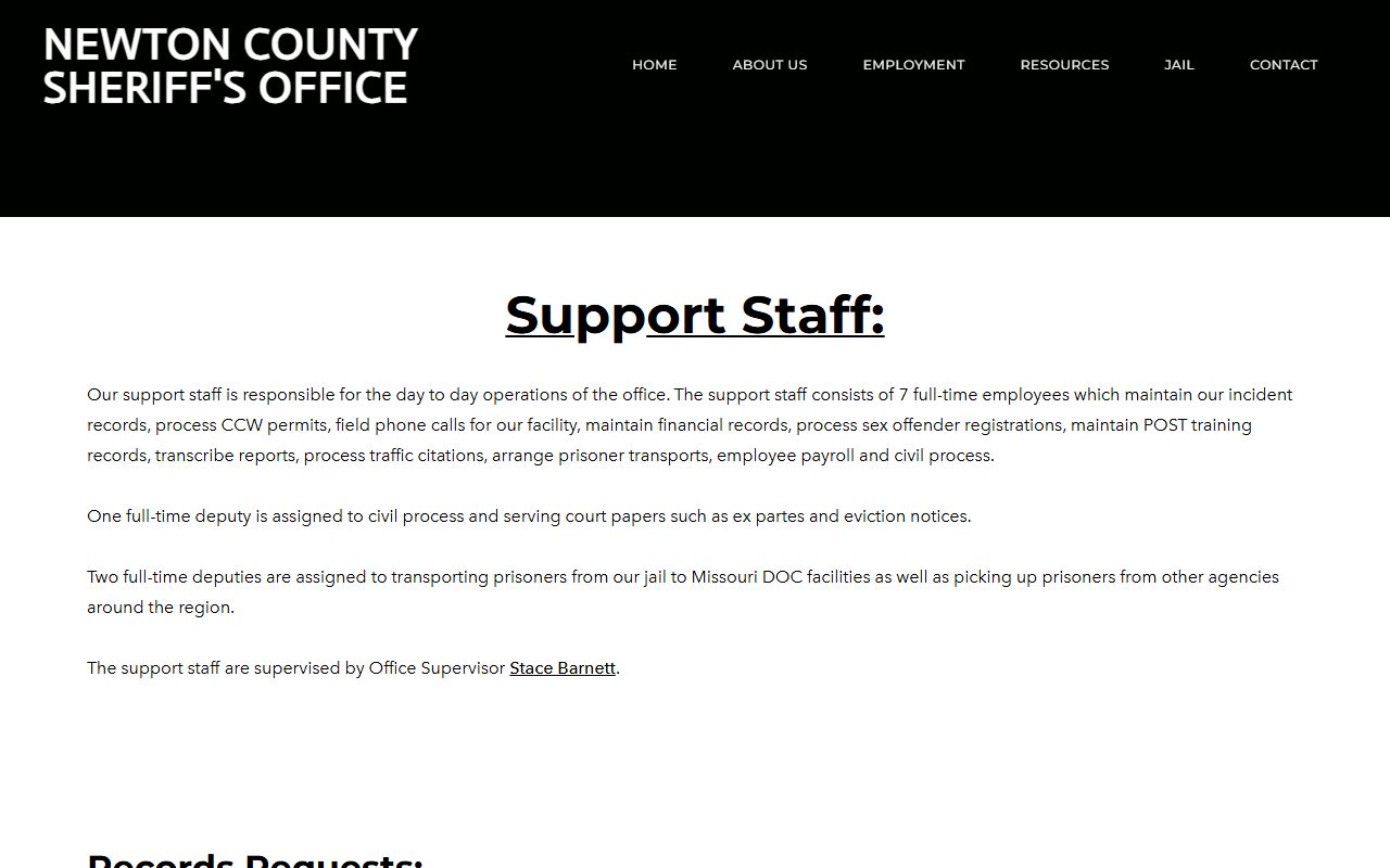 Newton County arrest records sheriff records request information