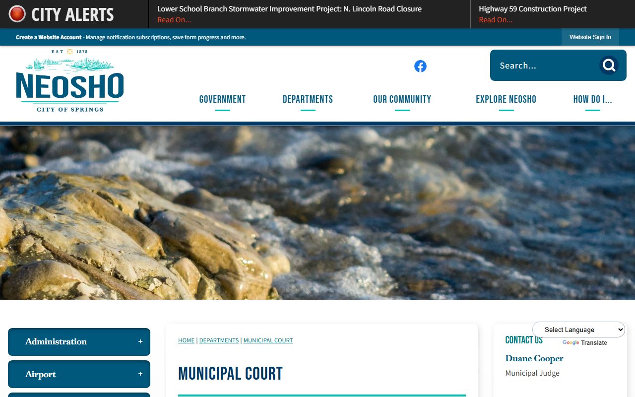 Newton County court dockets Neosho Municipal Court page