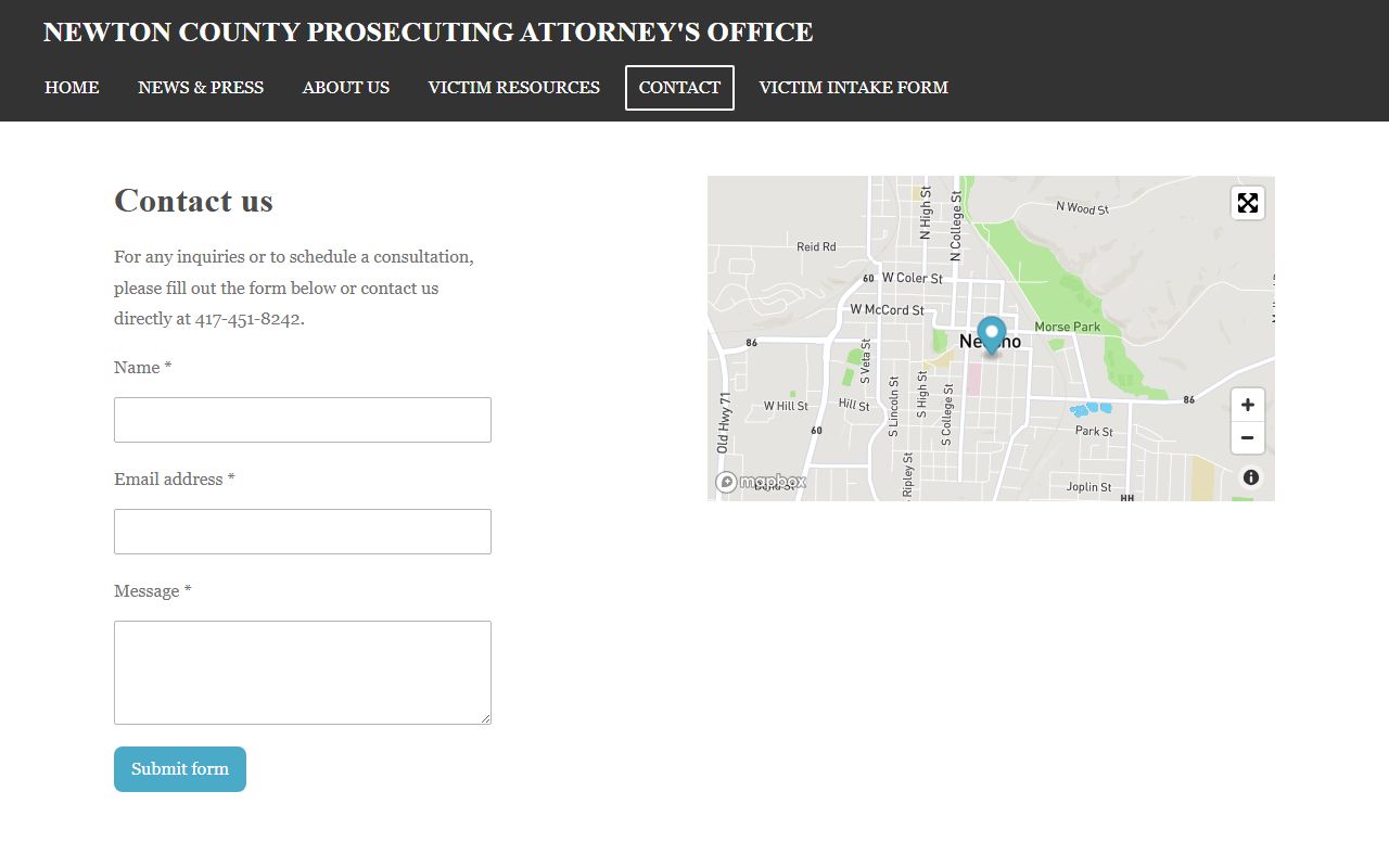 Newton County criminal court records prosecutor contact page