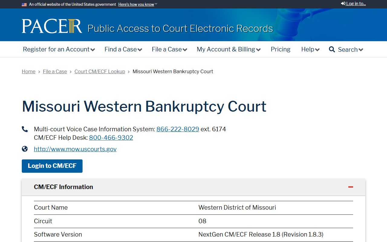 Newton County Circuit Court records contrasted with Missouri Western Bankruptcy PACER lookup