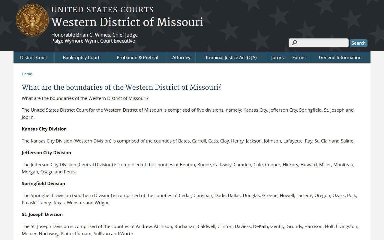 Newton County Circuit Court records and Western District divisional boundaries