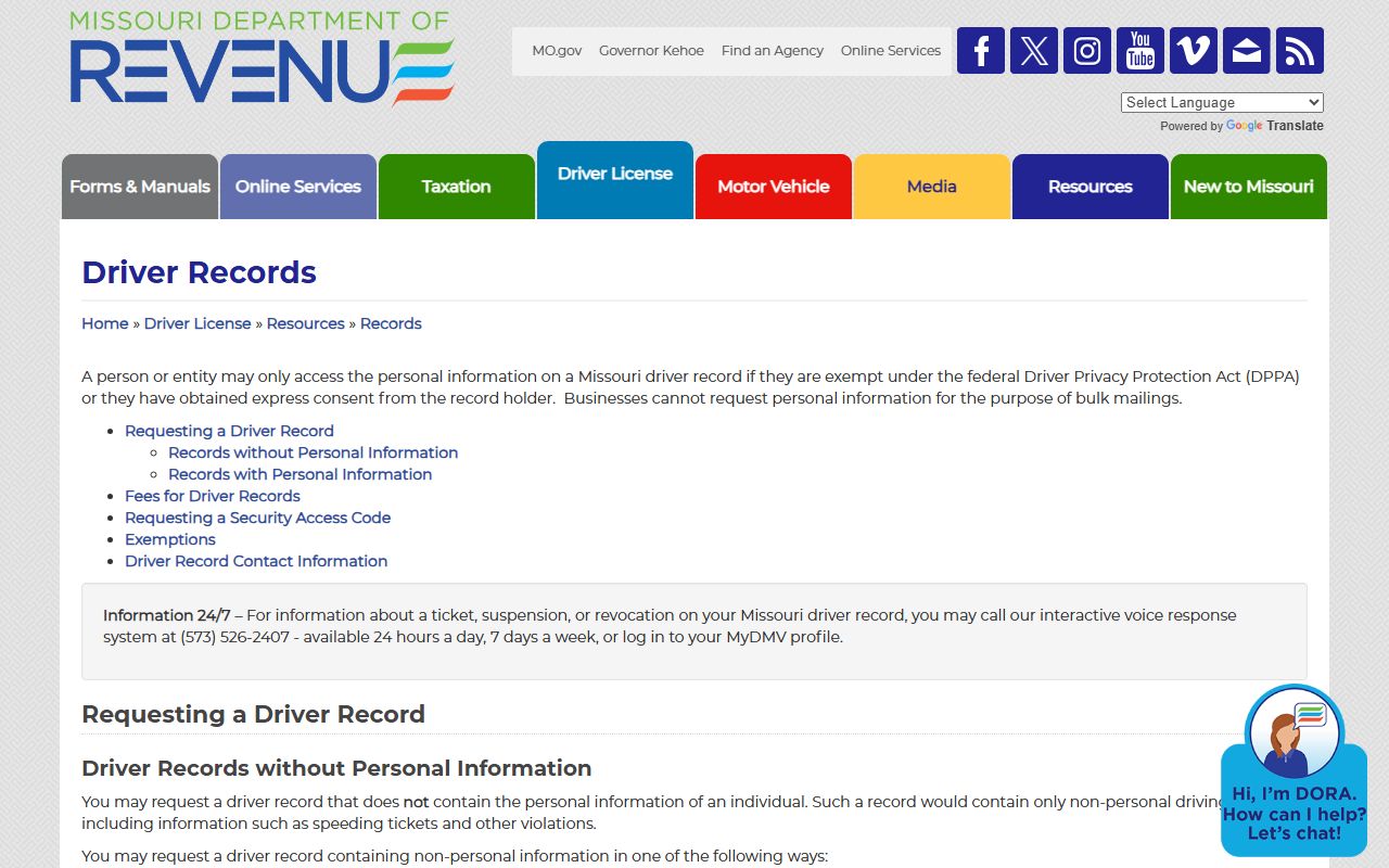 Newton County traffic court records Missouri DOR driver records