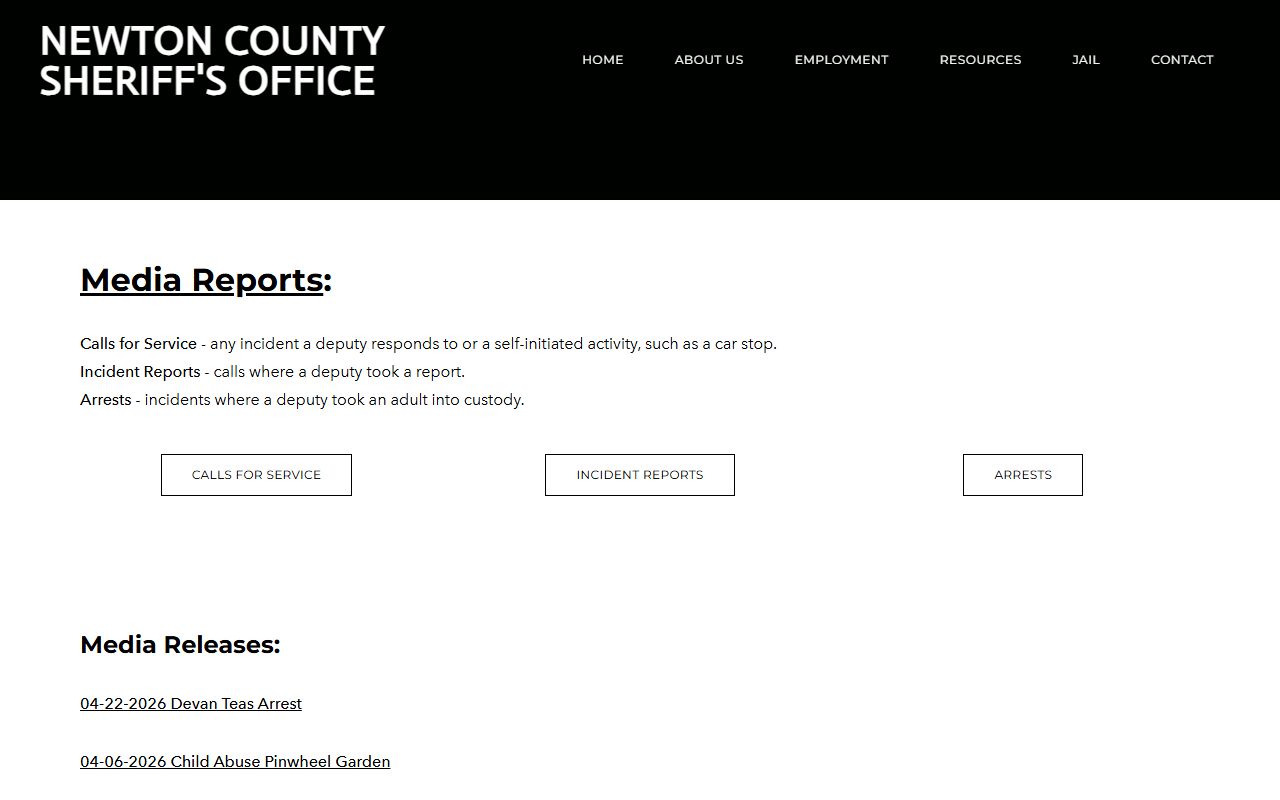 Newton County warrant records sheriff media releases